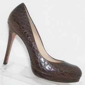 Ann Taylor brown leather croc print heels 6M